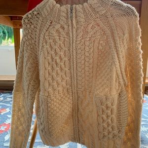 Blarney Woolen Mills Sweater Zip XS Cream Ireland
